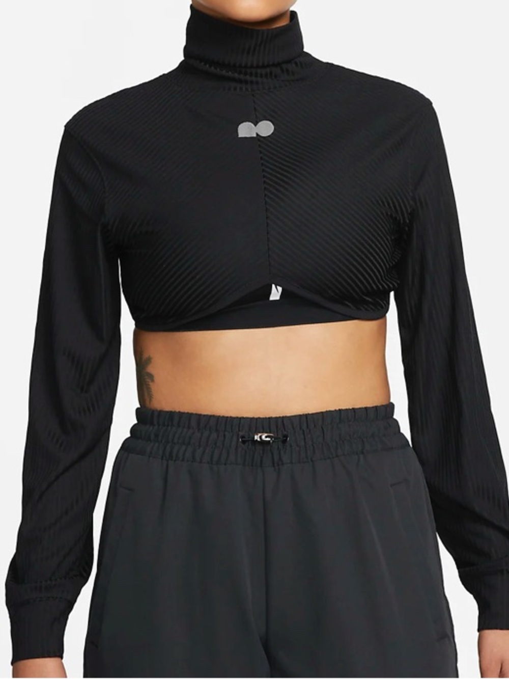 Nike Athleisure Ribbed Black Cropped Turtleneck Top